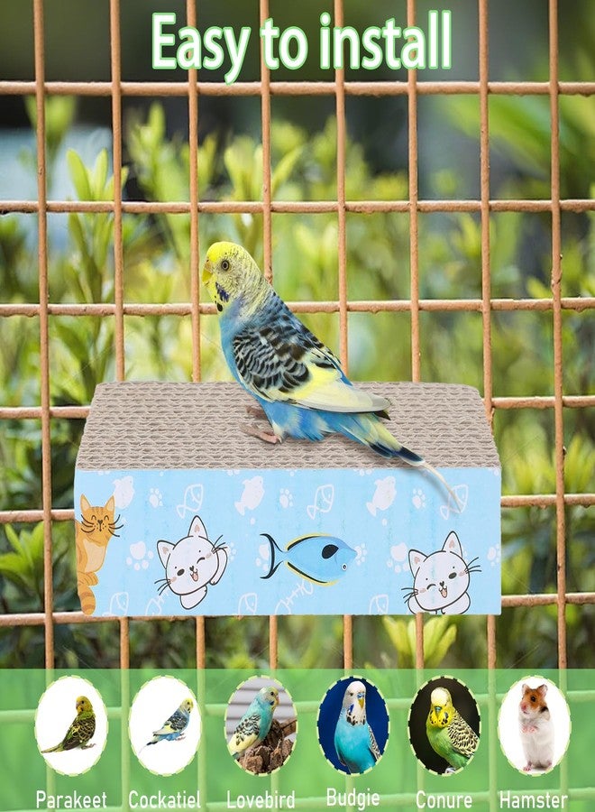 ElevateTech 2 PCS Bird Chew Toy Parrot Cage Perch Cardboard Platform Bird Paw Grinding Stand for Cage Birds Resting Platform Stand Parrot Playground Exercise Toys ParakeetsCage Accessories - Image 4